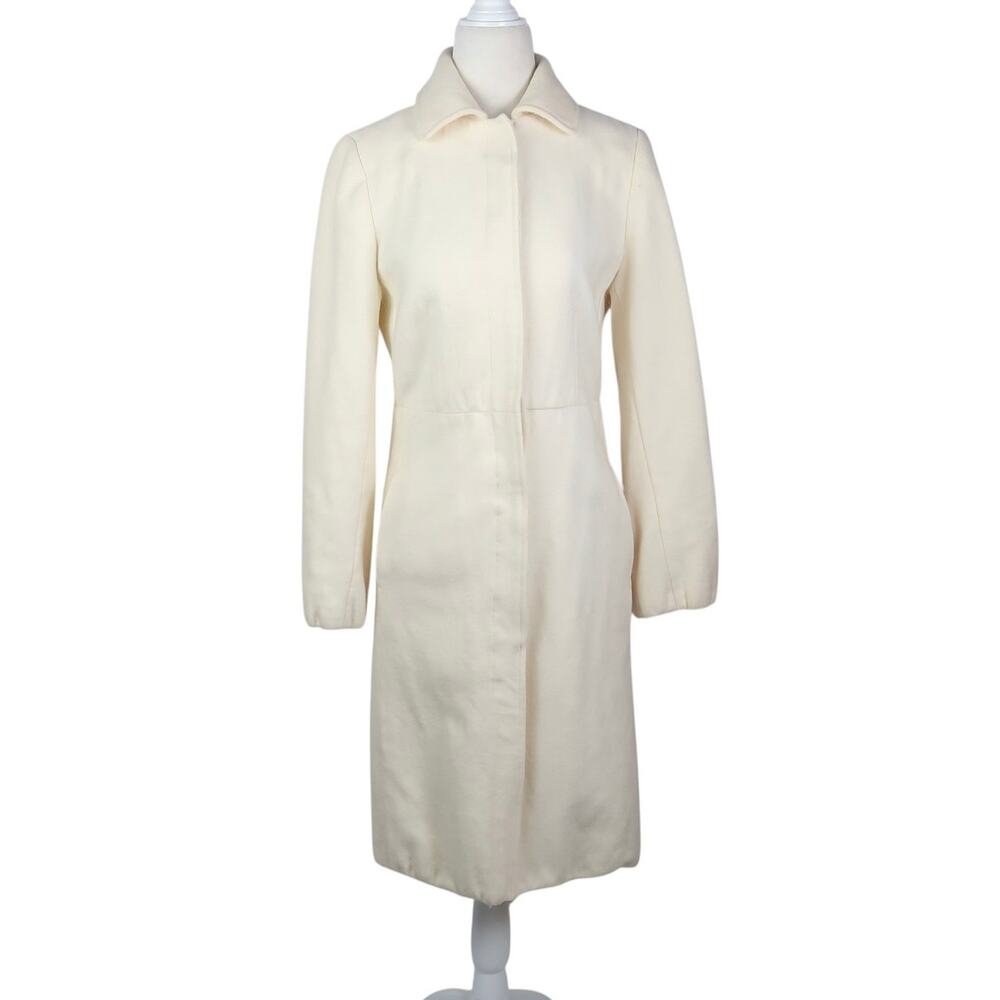 Vintage Y2K Merona Cream Wool Button Front Mid-Length Coat S